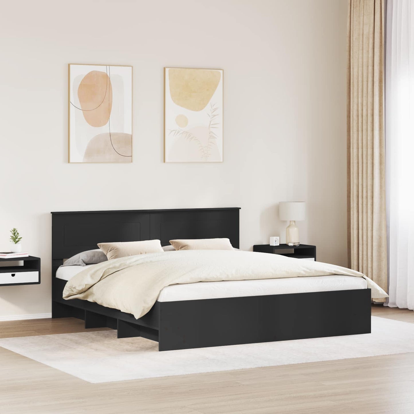 vidaXL Σκελετός Κρεβατιού Μαύρο 200 x 200 cm Επεξεργασμένο ξύλο
