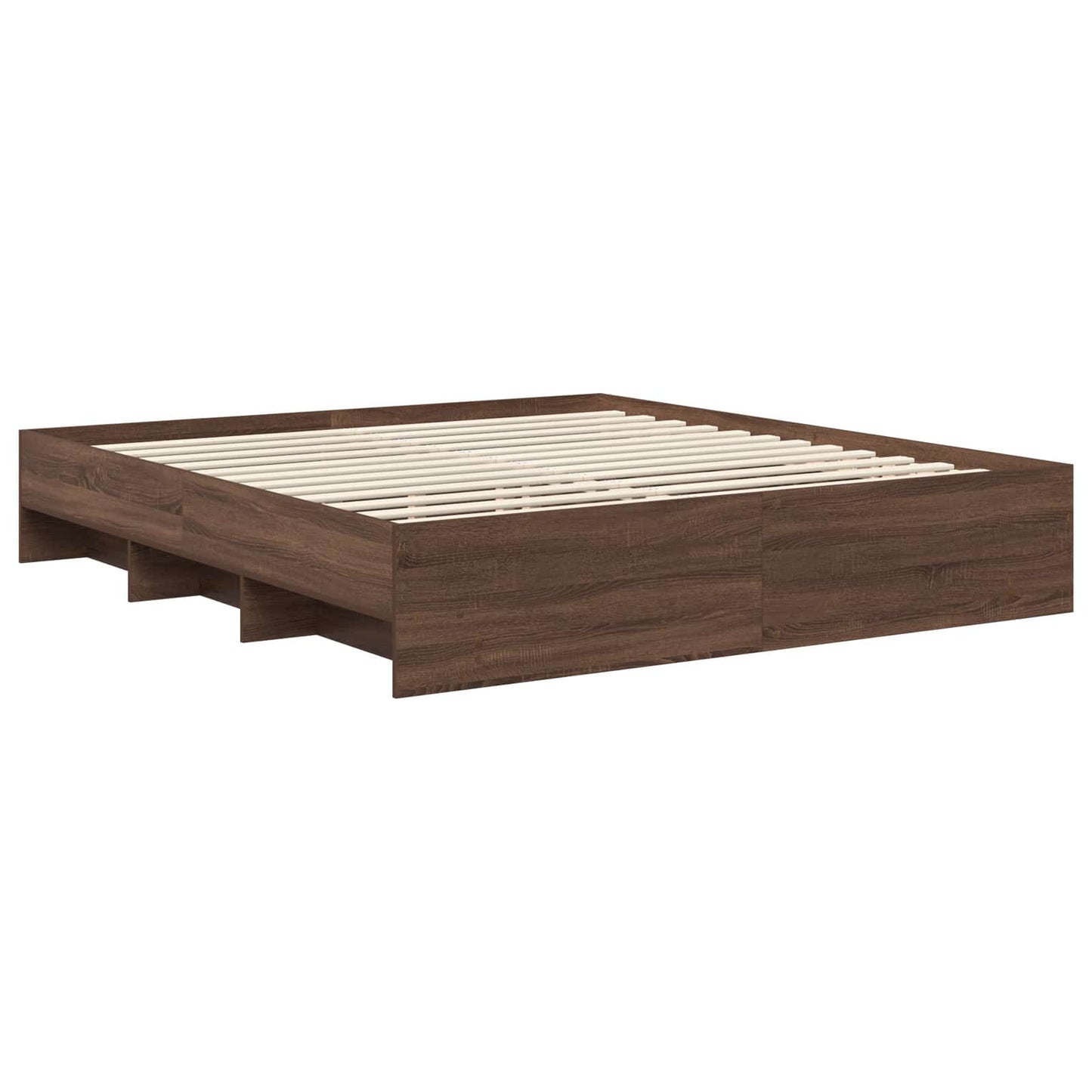 vidaXL Σκελετός Κρεβατιού Καφέ δρυς 200 x 200 cm Επεξεργασμένο ξύλο