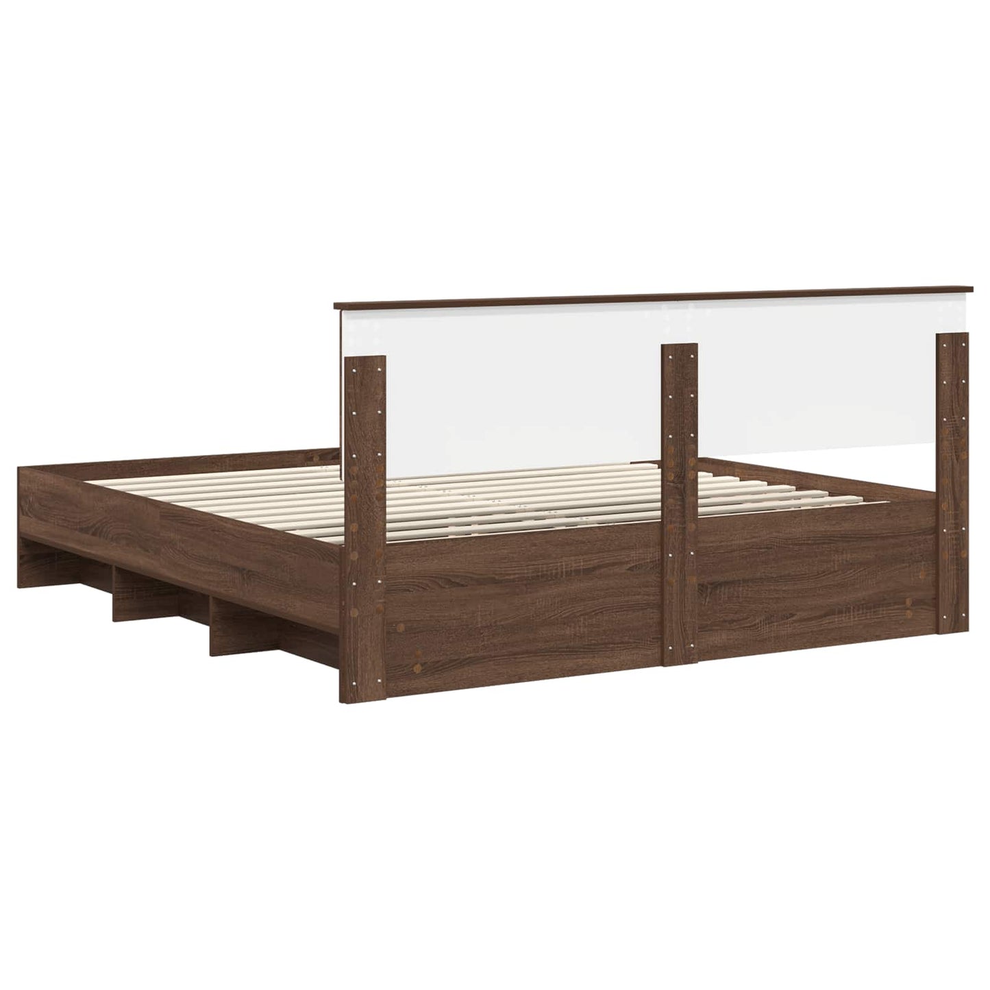 vidaXL Σκελετός Κρεβατιού Καφέ δρυς 200 x 200 cm Επεξεργασμένο ξύλο