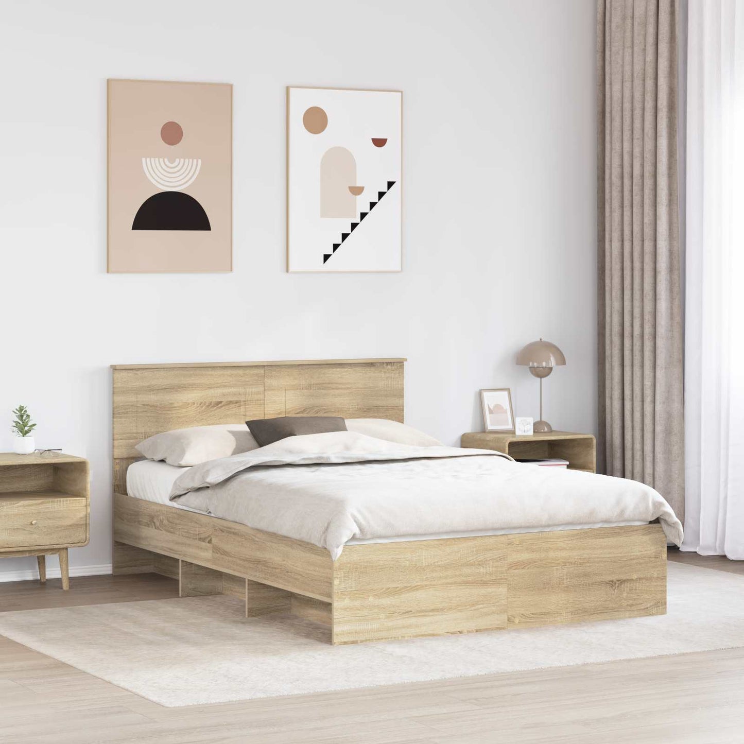 vidaXL Σκελετός Κρεβατιού Δρύς Sonoma 140 x 200 cm Επεξεργασμένο ξύλο