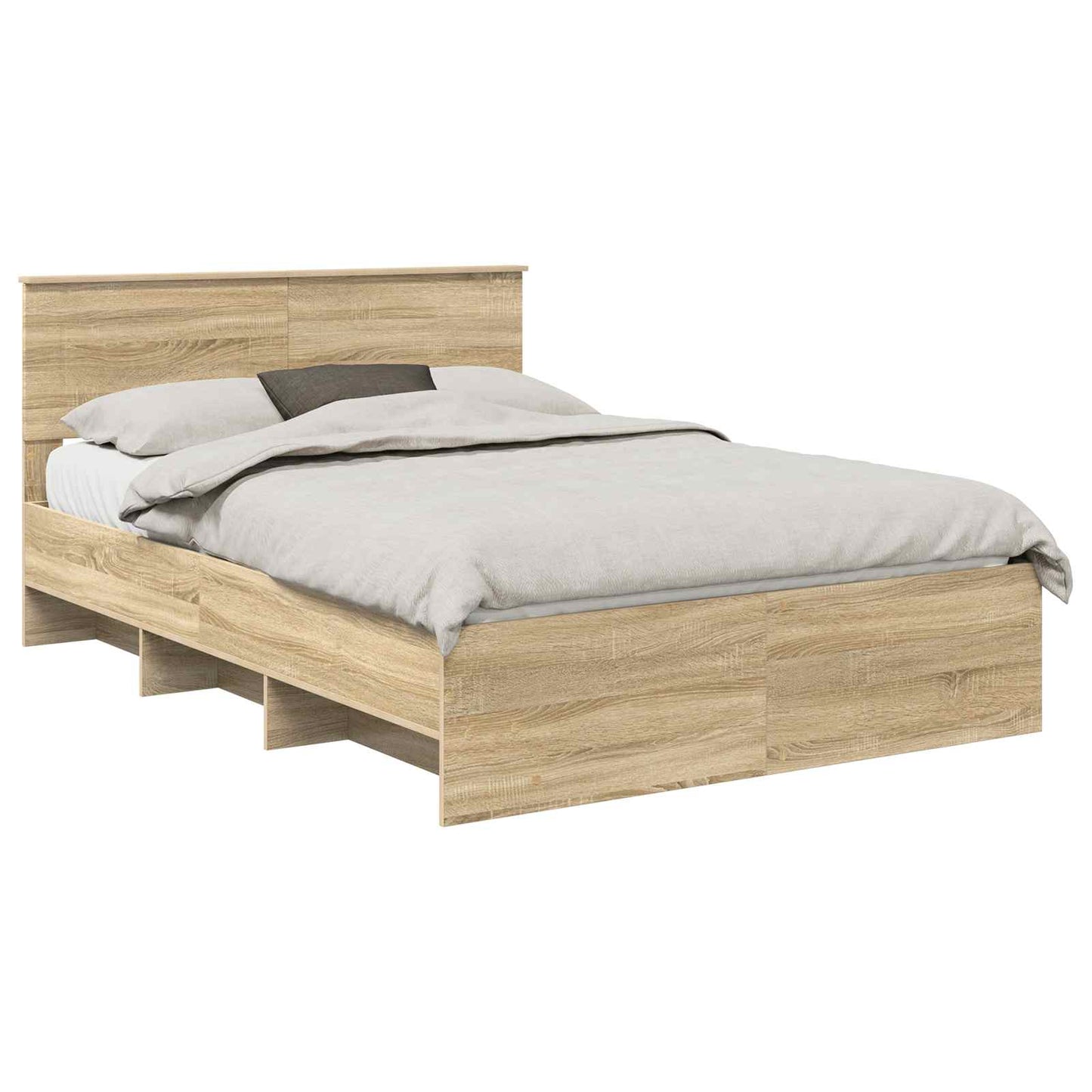 vidaXL Σκελετός Κρεβατιού Δρύς Sonoma 140 x 200 cm Επεξεργασμένο ξύλο