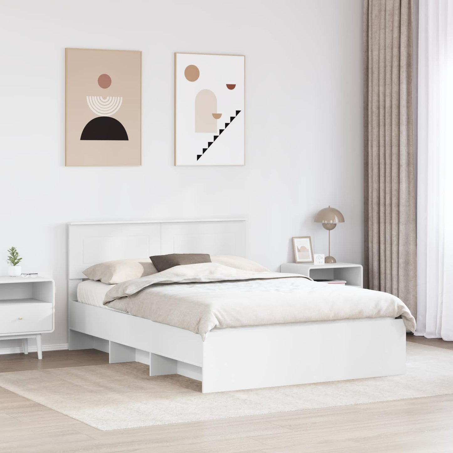 vidaXL Σκελετός Κρεβατιού Λευκό 140 x 200 cm Επεξεργασμένο ξύλο