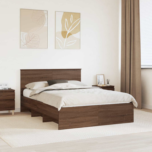 vidaXL Σκελετός Κρεβατιού Καφέ δρυς 140 x 200 cm Επεξεργασμένο ξύλο