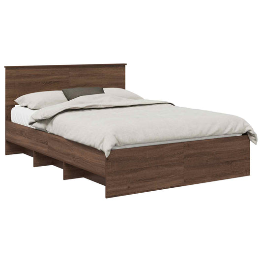 vidaXL Σκελετός Κρεβατιού Καφέ δρυς 140 x 200 cm Επεξεργασμένο ξύλο