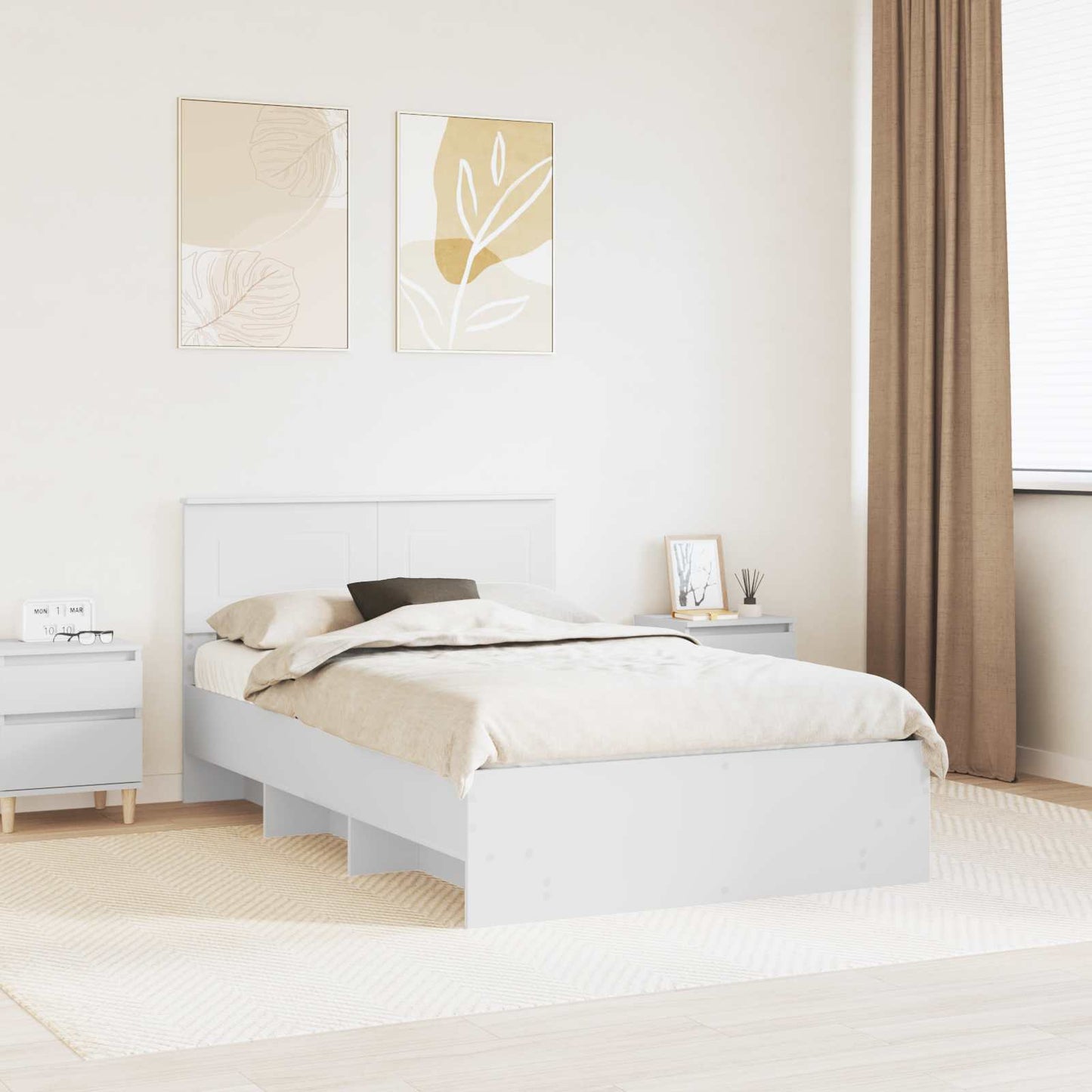 vidaXL Σκελετός Κρεβατιού Λευκό 137 x 203 εκ. Επεξεργασμένο ξύλο