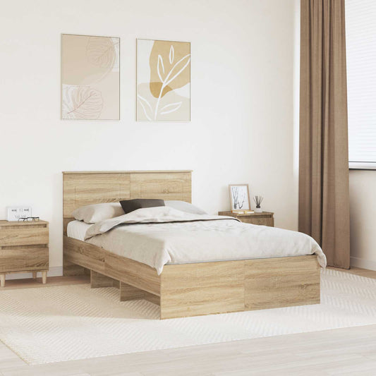 vidaXL Σκελετός Κρεβατιού Δρύς Sonoma 137 x 203 εκ. Επεξεργασμένο ξύλο