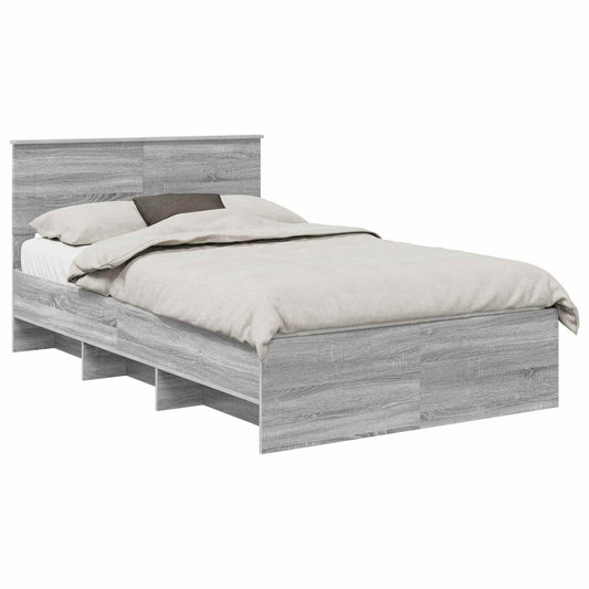 vidaXL Σκελετός Κρεβατιού με κεφαλάρι Γκρίζο Σονομα 120 x 123 εκ.
