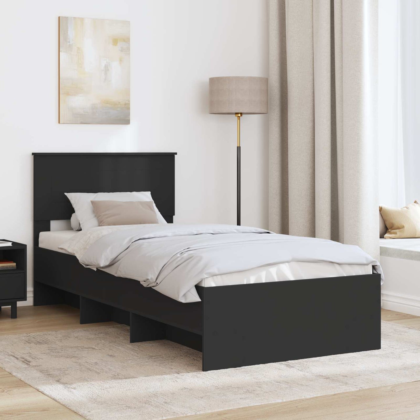 vidaXL Σκελετός Κρεβατιού Μαύρο 90 x 200 cm Επεξεργασμένο ξύλο
