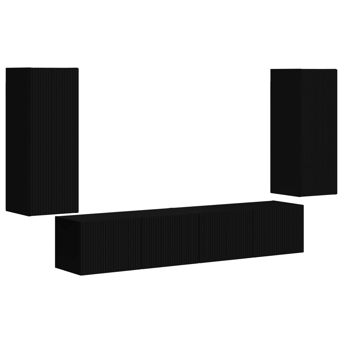 vidaXL Σετ τοίχου για τηλεόραση 4 pcs Μαύρο Επεξεργασμένο ξύλο