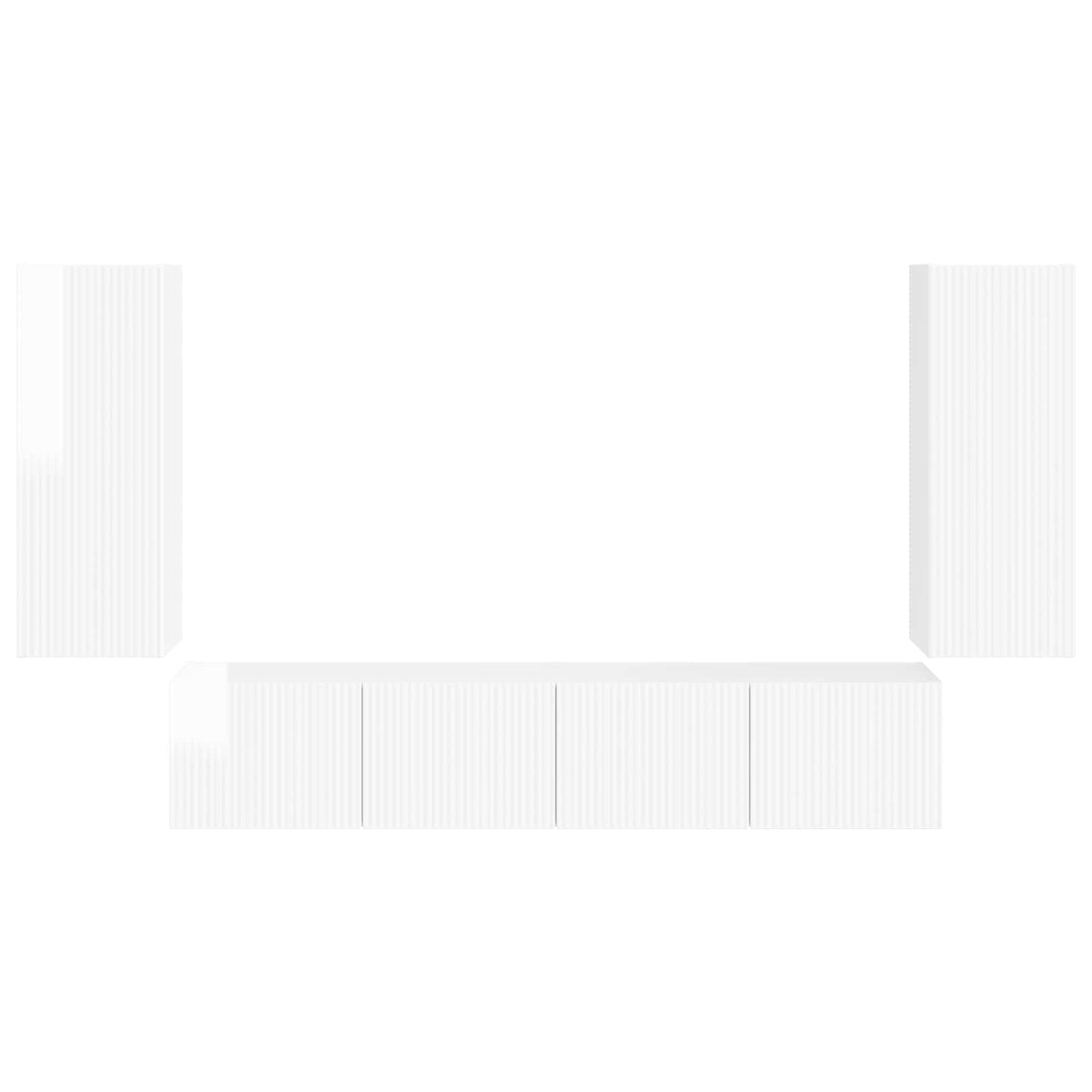 vidaXL Σετ τοίχου για τηλεόραση Επιτοίχιο 4 pcs Υψηλής γυαλάδας λευκό