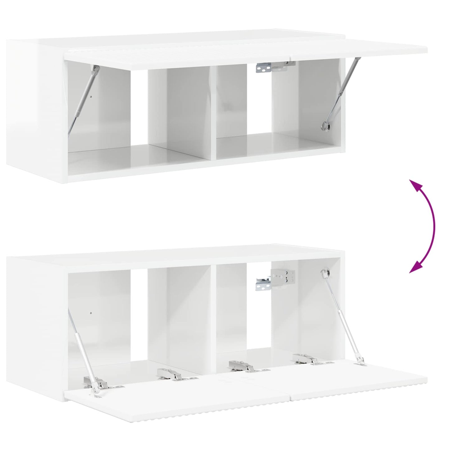 vidaXL Σετ τοίχου για τηλεόραση Επιτοίχιο 4 pcs Υψηλής γυαλάδας λευκό