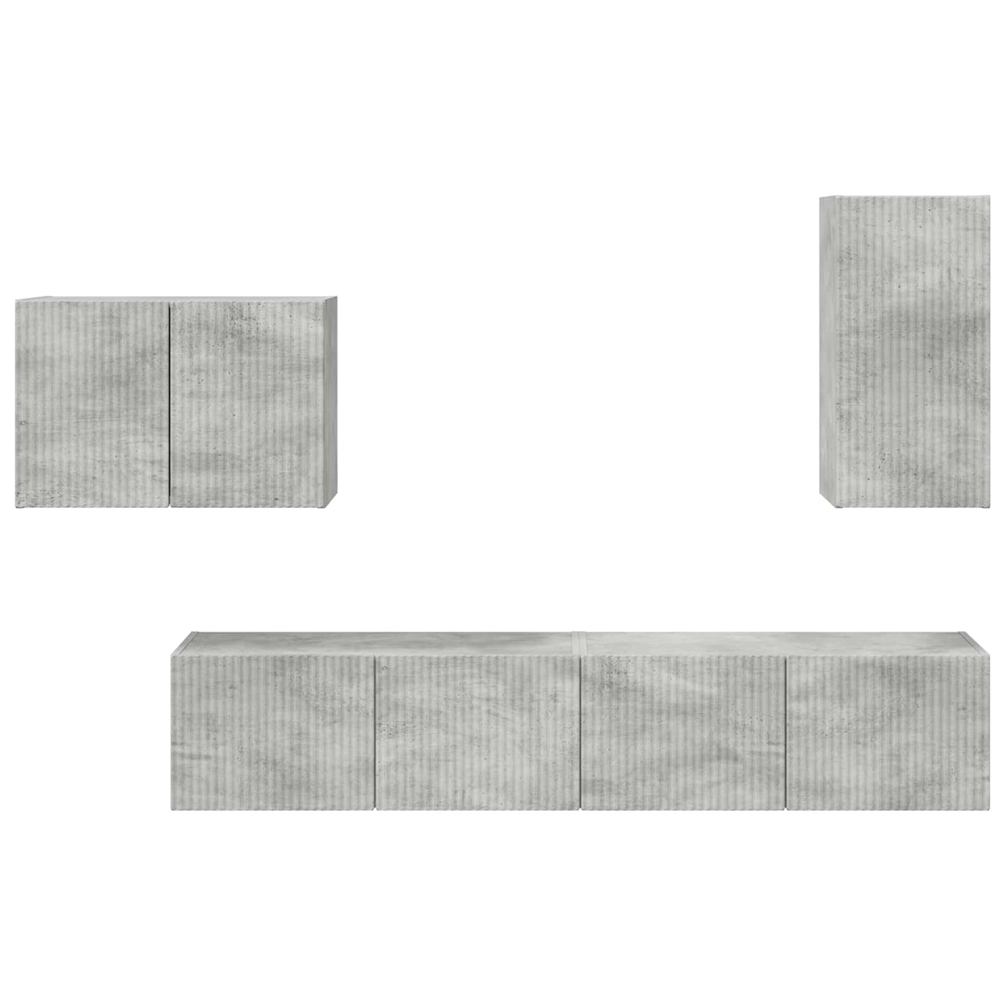 vidaXL Σετ τοίχου για τηλεόραση Επιτοίχιο 4 pcs Σκυρόδεμα Γκρι