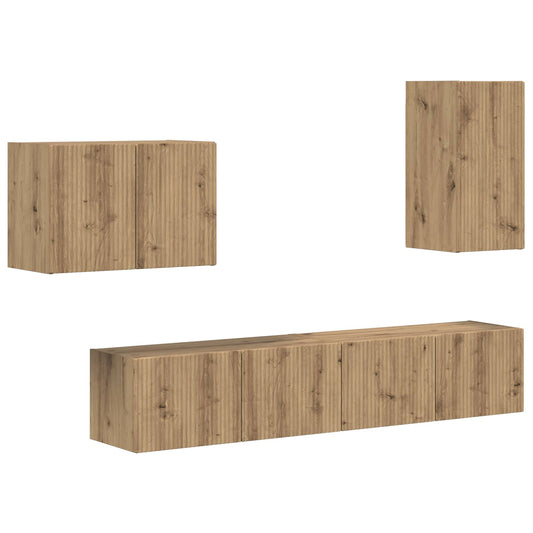 vidaXL Σετ τοίχου για τηλεόραση 4 pcs Artisan Oak Επεξεργασμένο ξύλο