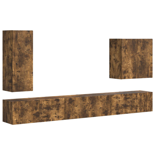 vidaXL Επιτοίχιο 6 pcs Καπνιστό Δρύς