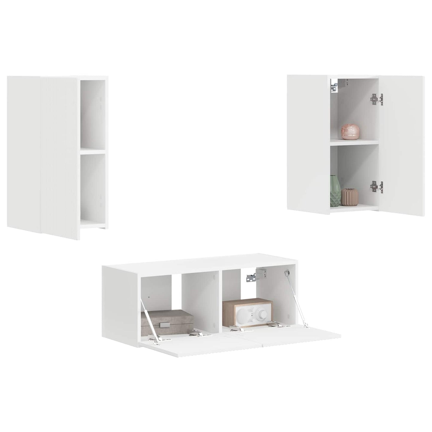 vidaXL Σετ επίπλου τηλεόρασης Επιτοίχιο 2 pcs Λευκό Επεξεργασμένο ξύλο