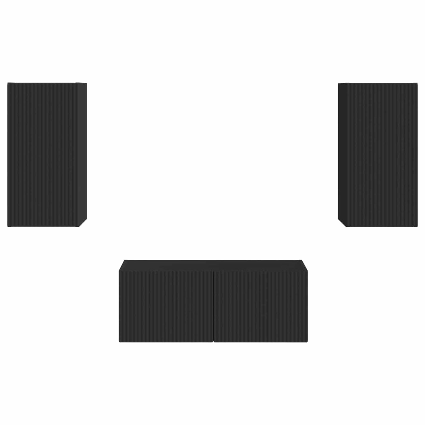 vidaXL Σετ επίπλου τηλεόρασης Επιτοίχιο 2 pcs Μαύρο Επεξεργασμένο ξύλο