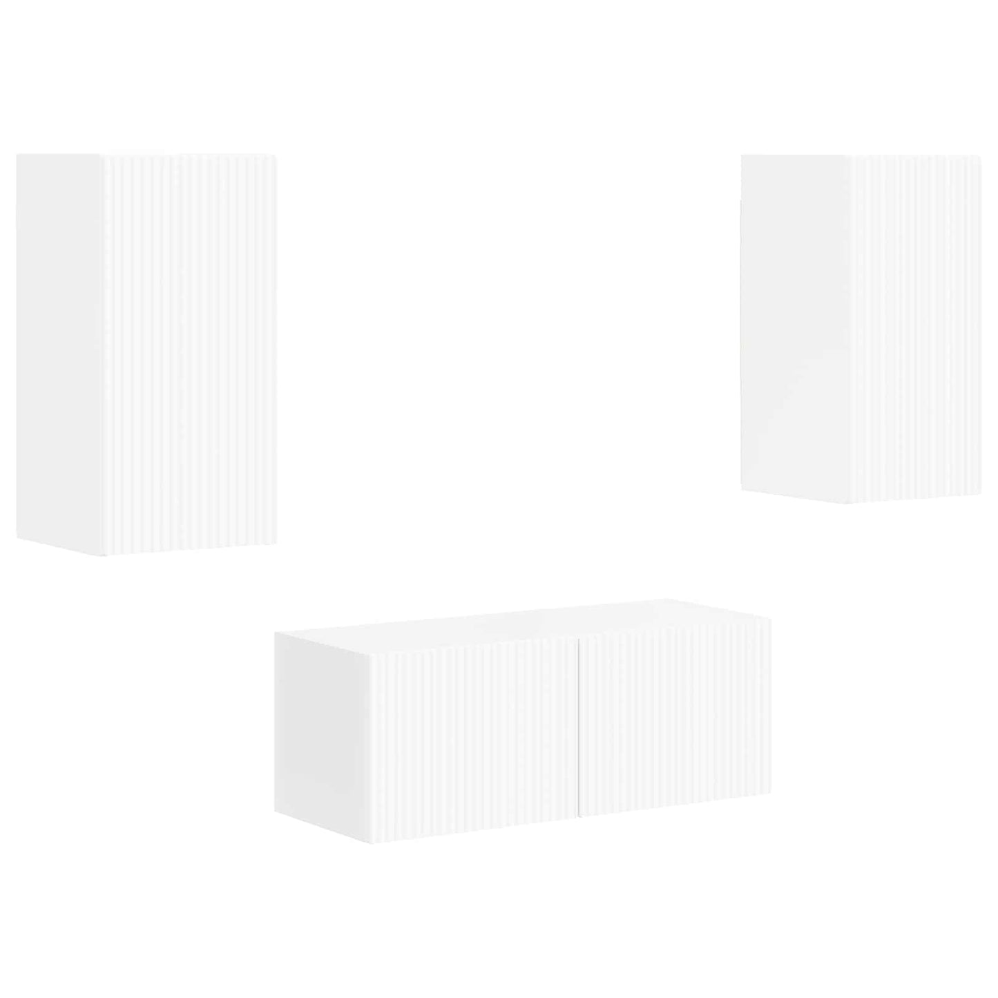 vidaXL Σετ επίπλου τηλεόρασης Επιτοίχιο 2 pcs Υψηλής γυαλάδας λευκό