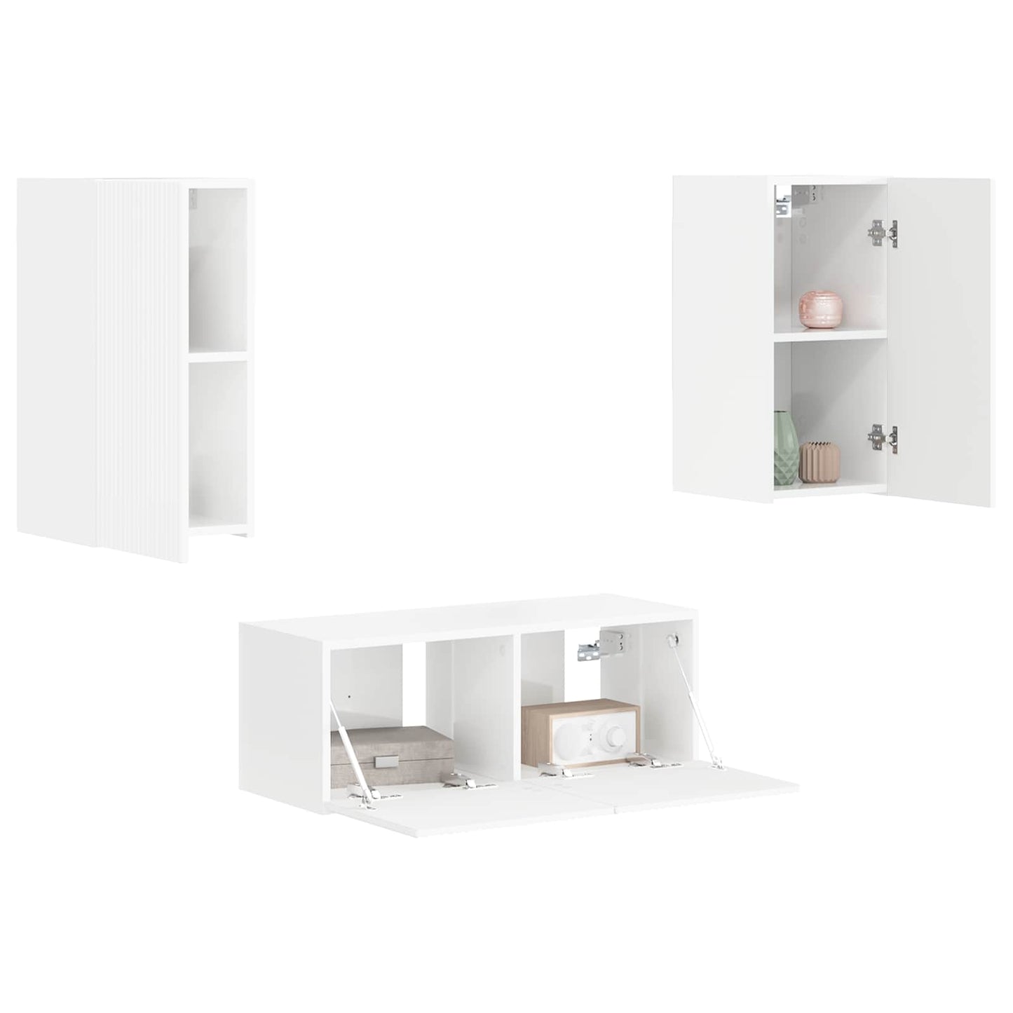 vidaXL Σετ επίπλου τηλεόρασης Επιτοίχιο 2 pcs Υψηλής γυαλάδας λευκό