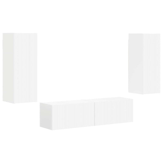 vidaXL Σετ επίπλου τηλεόρασης Επιτοίχιο 2 pcs Λευκό Επεξεργασμένο ξύλο