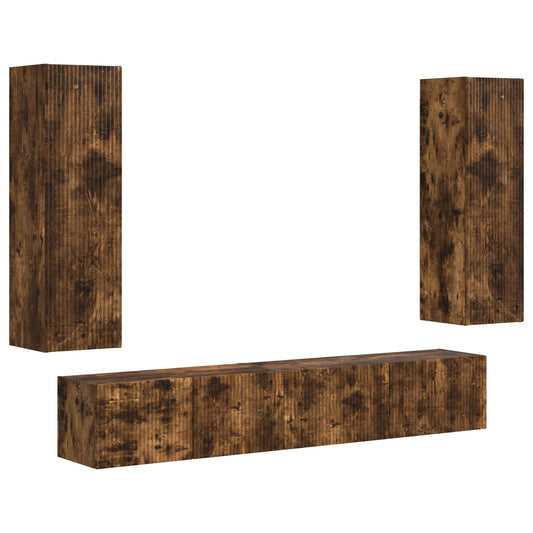 vidaXL Σετ επίπλου τηλεόρασης 3 pcs Καπνιστό Δρύς Επεξεργασμένο ξύλο