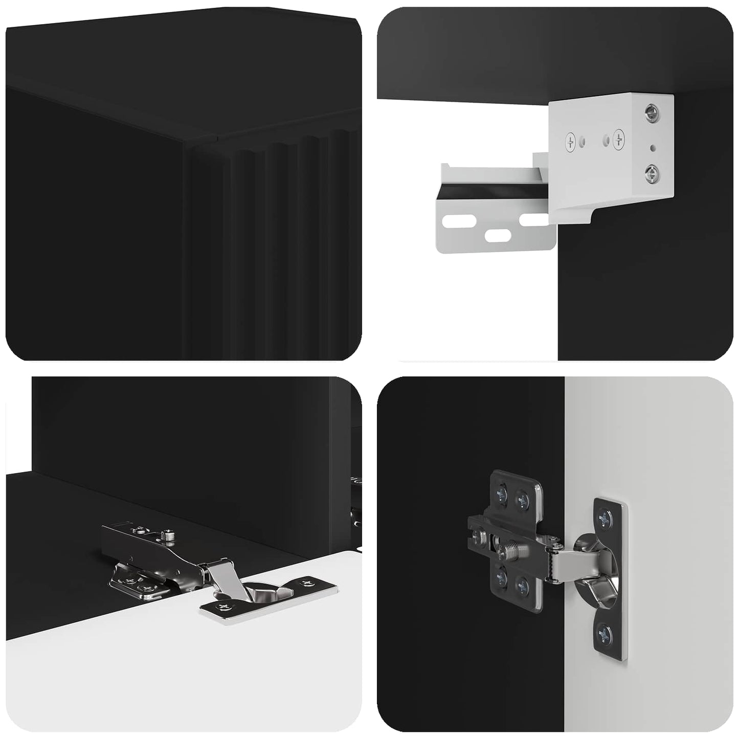 vidaXL Σετ επίπλου τηλεόρασης Επιτοίχιο 2 pcs Μαύρο Επεξεργασμένο ξύλο