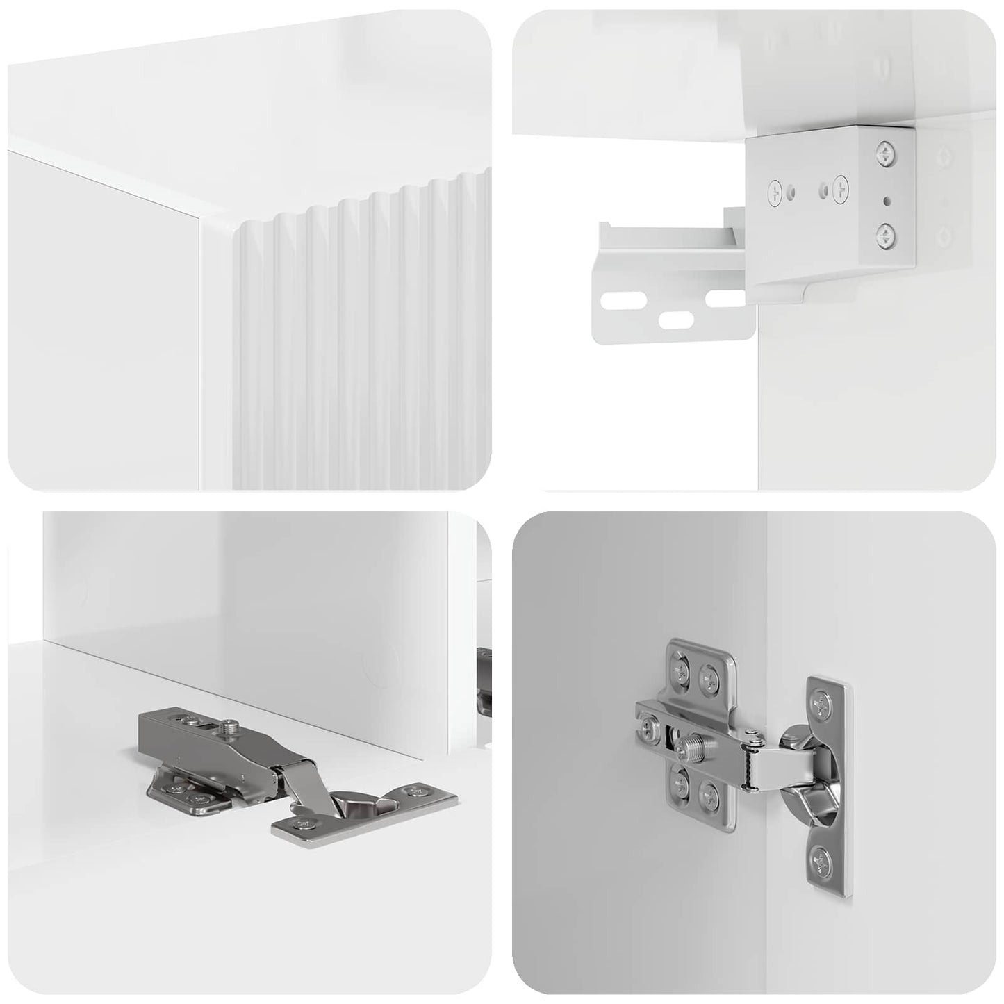 vidaXL Σετ επίπλου τηλεόρασης Επιτοίχιο 2 pcs Υψηλής γυαλάδας λευκό