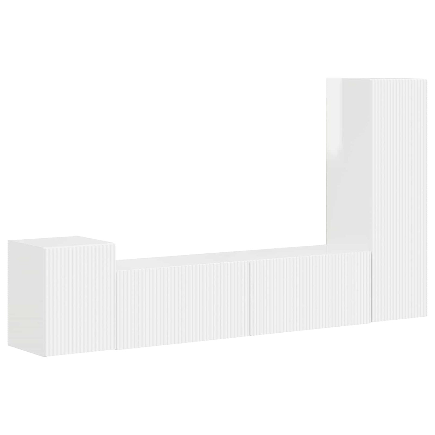 vidaXL Σετ επίπλου τηλεόρασης Επιτοίχιο 4 pcs Υψηλής γυαλάδας λευκό