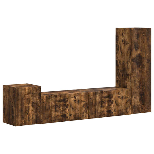 vidaXL Σετ επίπλου τηλεόρασης 4 pcs Καπνιστό Δρύς Επεξεργασμένο ξύλο