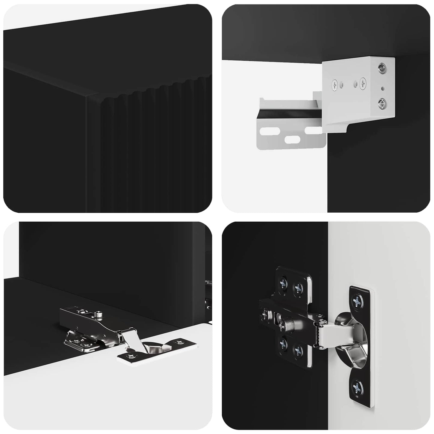 vidaXL Σετ επίπλου τηλεόρασης Επιτοίχιο 3 pcs Μαύρο Επεξεργασμένο ξύλο