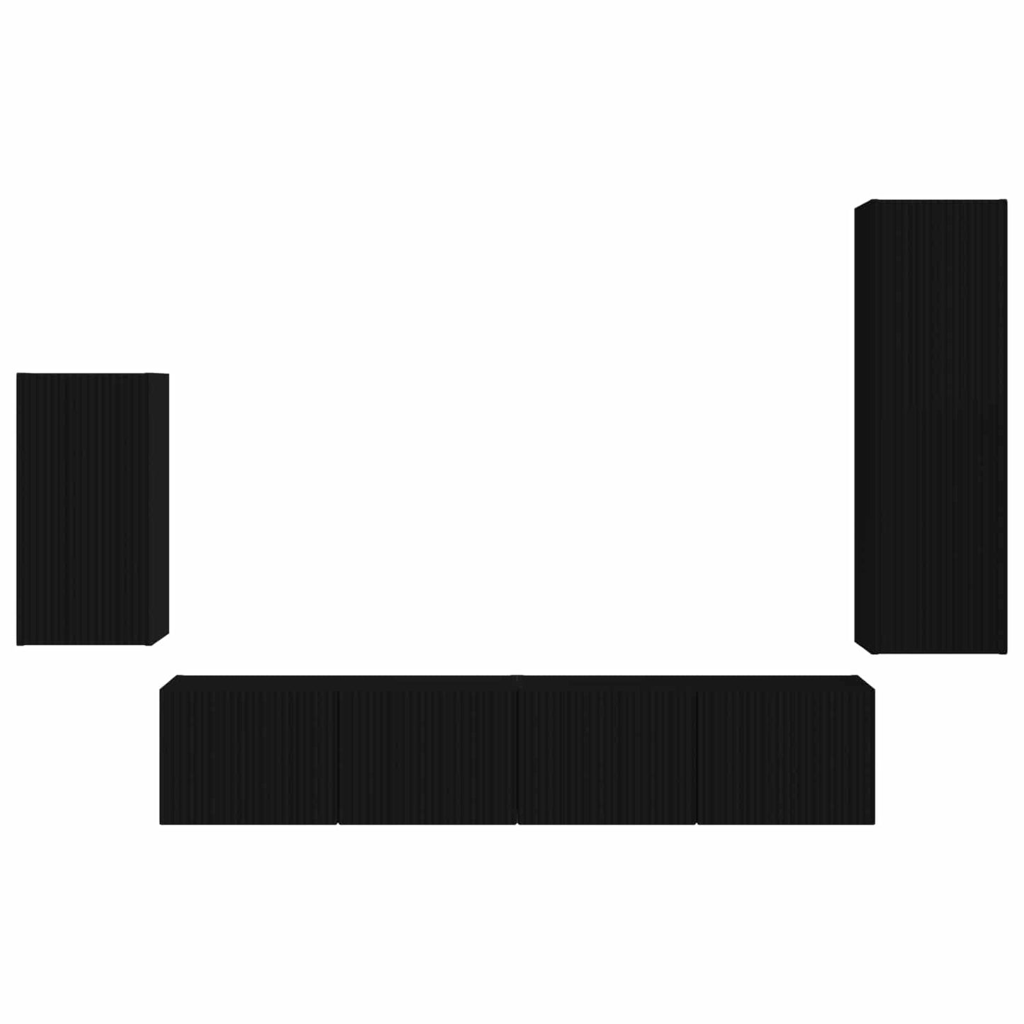 vidaXL Σετ επίπλου τηλεόρασης Επιτοίχιο 3 pcs Μαύρο Επεξεργασμένο ξύλο