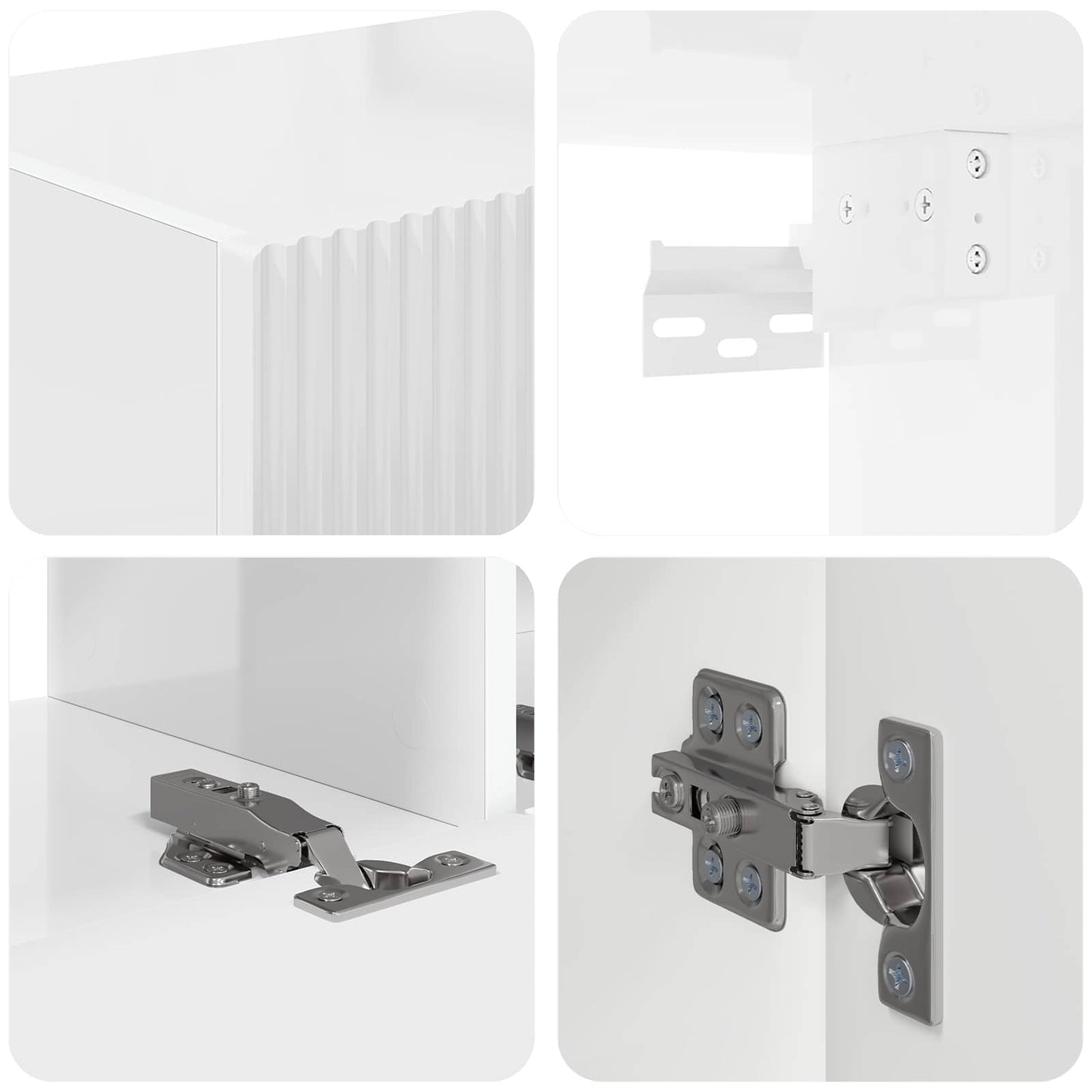 vidaXL Σετ επίπλου τηλεόρασης Επιτοίχιο 3 pcs Υψηλής γυαλάδας λευκό