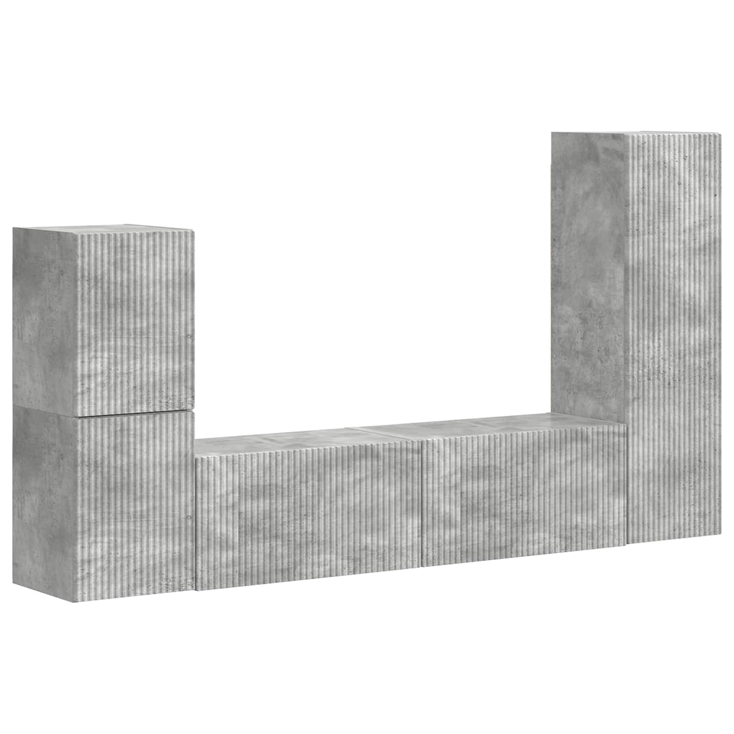 vidaXL Σετ επίπλου τηλεόρασης 4 pcs Σκυρόδεμα Γκρι Επεξεργασμένο ξύλο