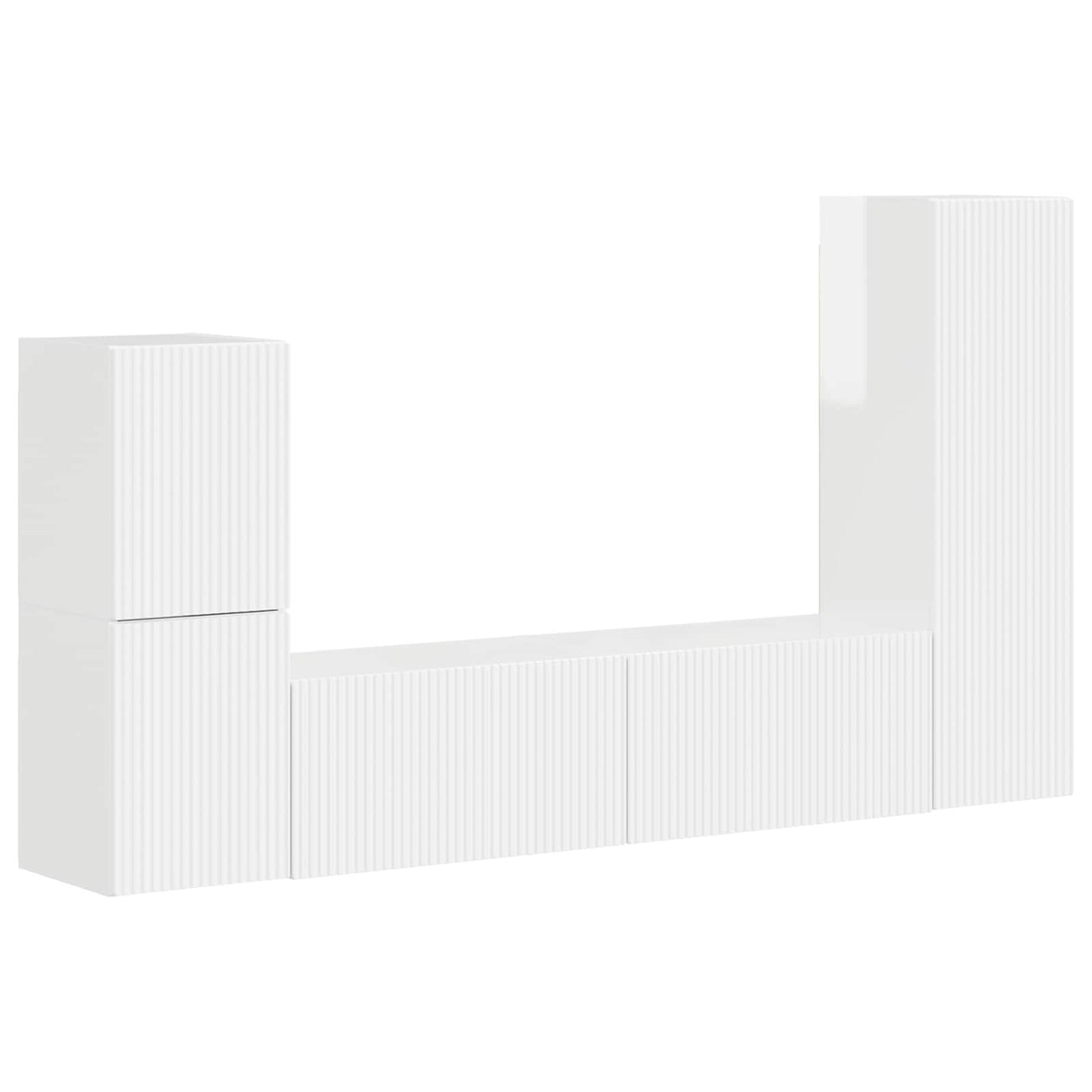 vidaXL Σετ επίπλου τηλεόρασης Επιτοίχιο 4 pcs Υψηλής γυαλάδας λευκό