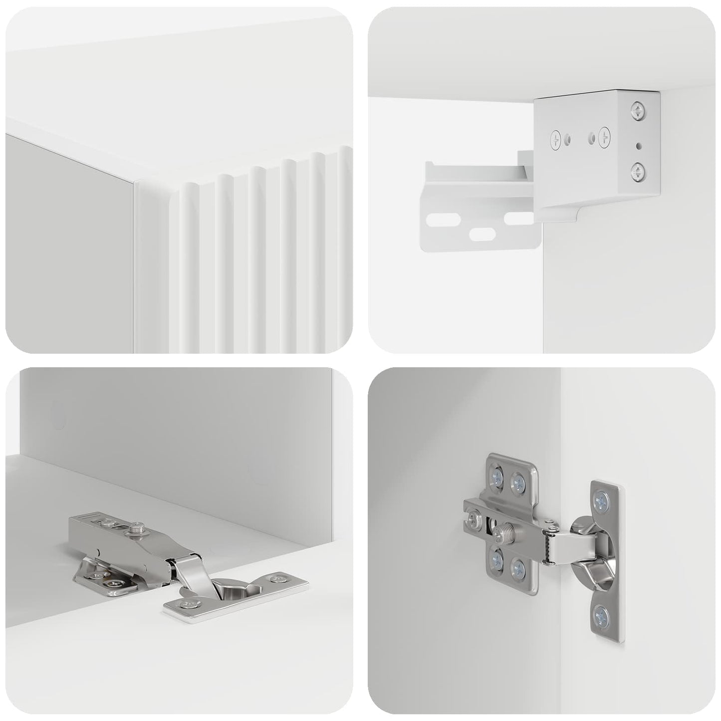 vidaXL Σετ επίπλου τηλεόρασης Επιτοίχιο 4 pcs Λευκό Επεξεργασμένο ξύλο