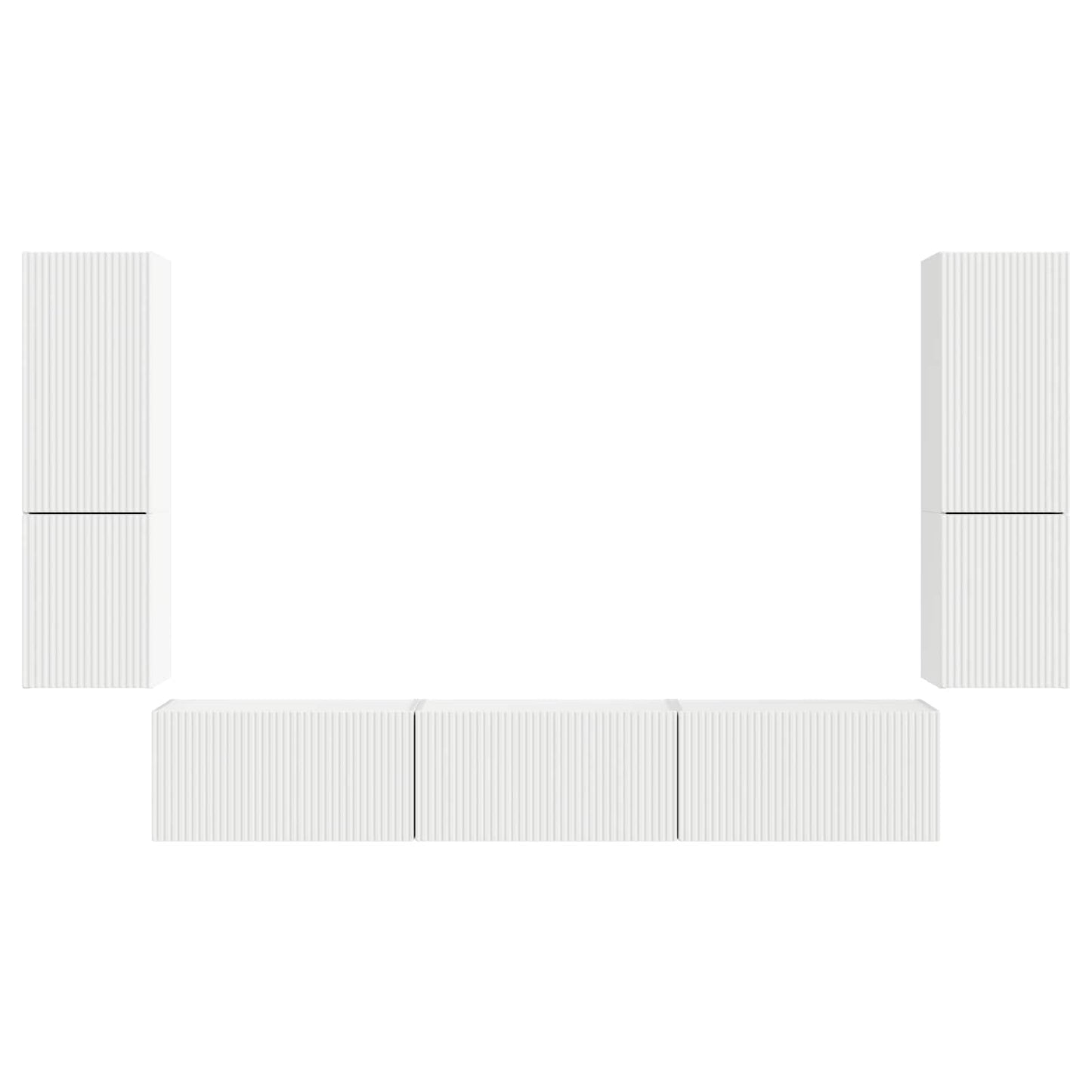 vidaXL Σετ επίπλου τηλεόρασης Επιτοίχιο 4 pcs Λευκό Επεξεργασμένο ξύλο