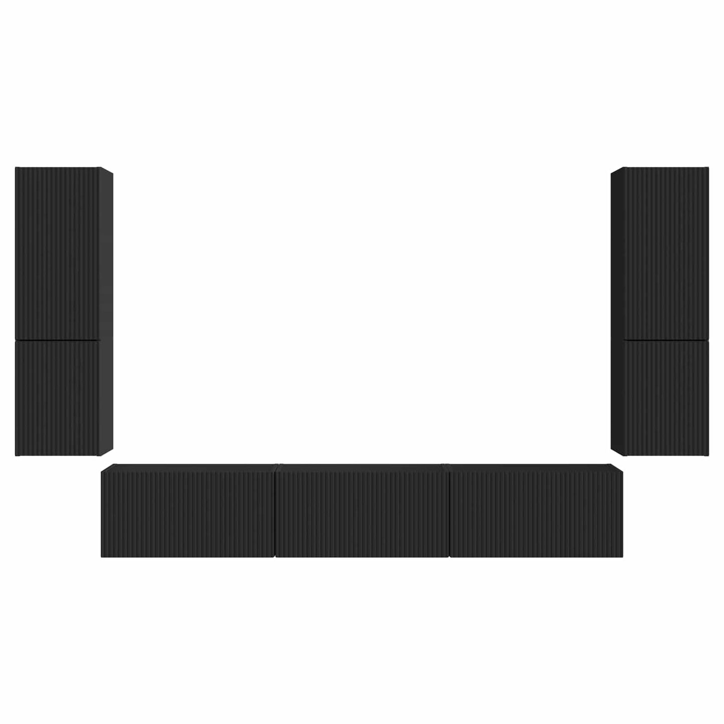 vidaXL Σετ επίπλου τηλεόρασης Επιτοίχιο 4 pcs Μαύρο Επεξεργασμένο ξύλο