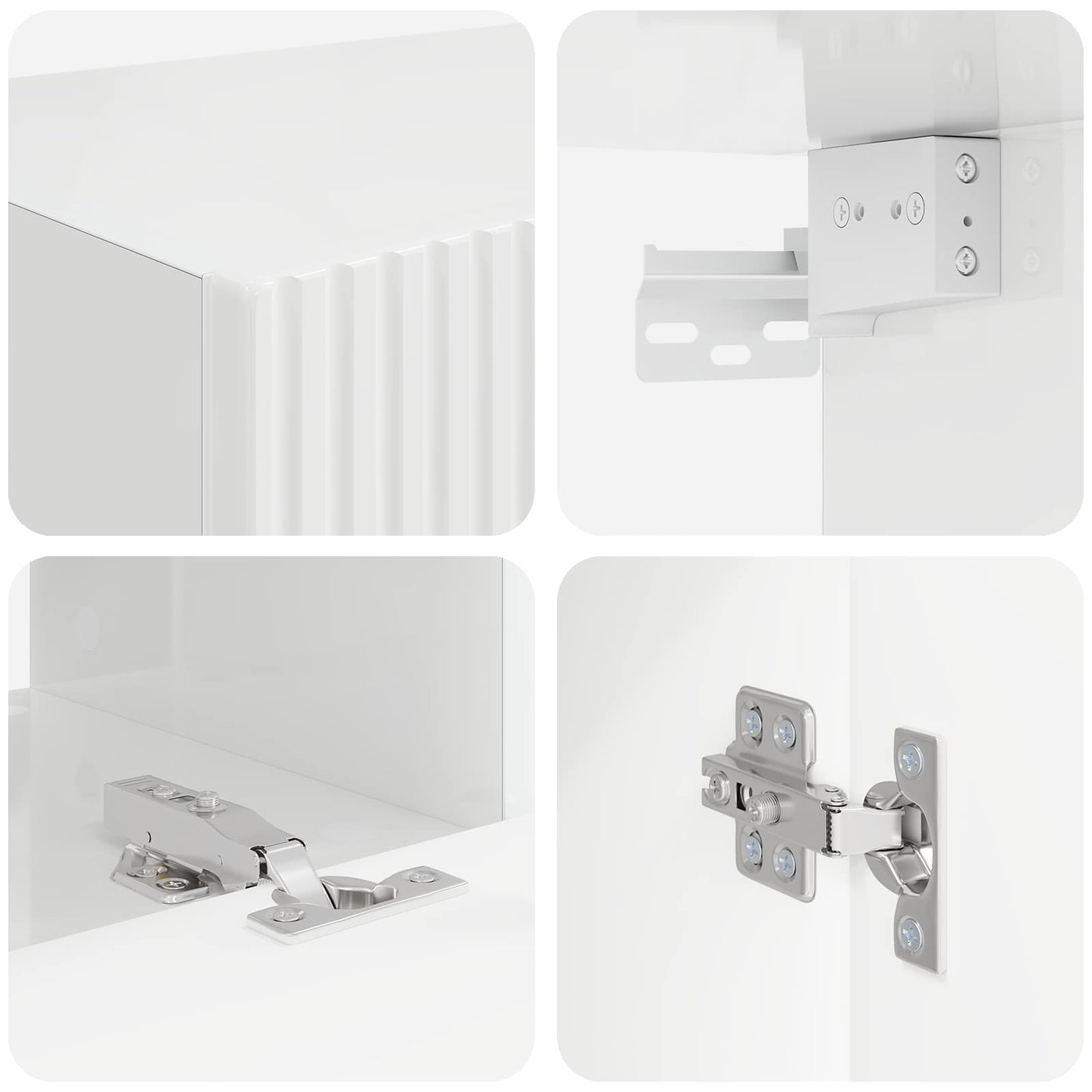 vidaXL Σετ επίπλου τηλεόρασης Επιτοίχιο 4 pcs Υψηλής γυαλάδας λευκό