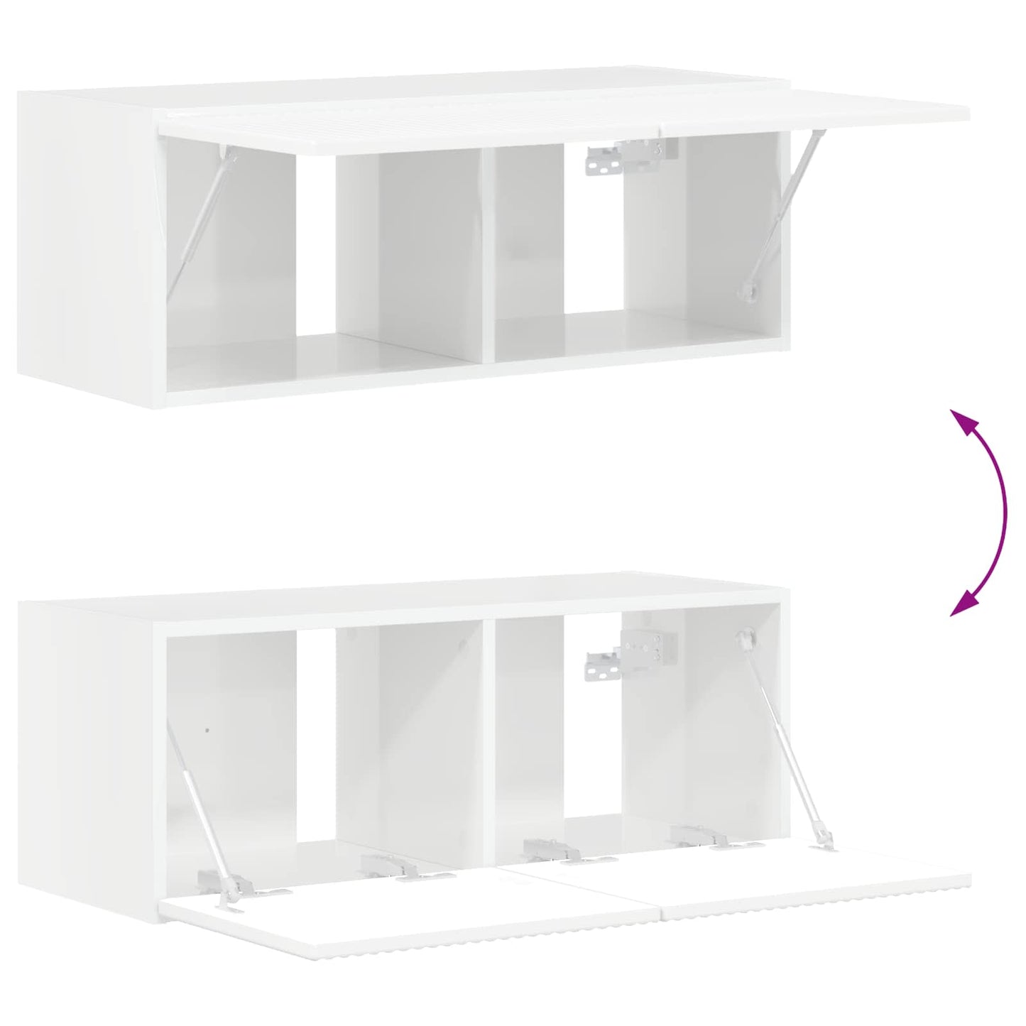 vidaXL Σετ επίπλου τηλεόρασης Επιτοίχιο 6 pcs Υψηλής γυαλάδας λευκό