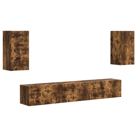 vidaXL Σετ επίπλου τηλεόρασης 3 pcs Καπνιστό Δρύς Επεξεργασμένο ξύλο