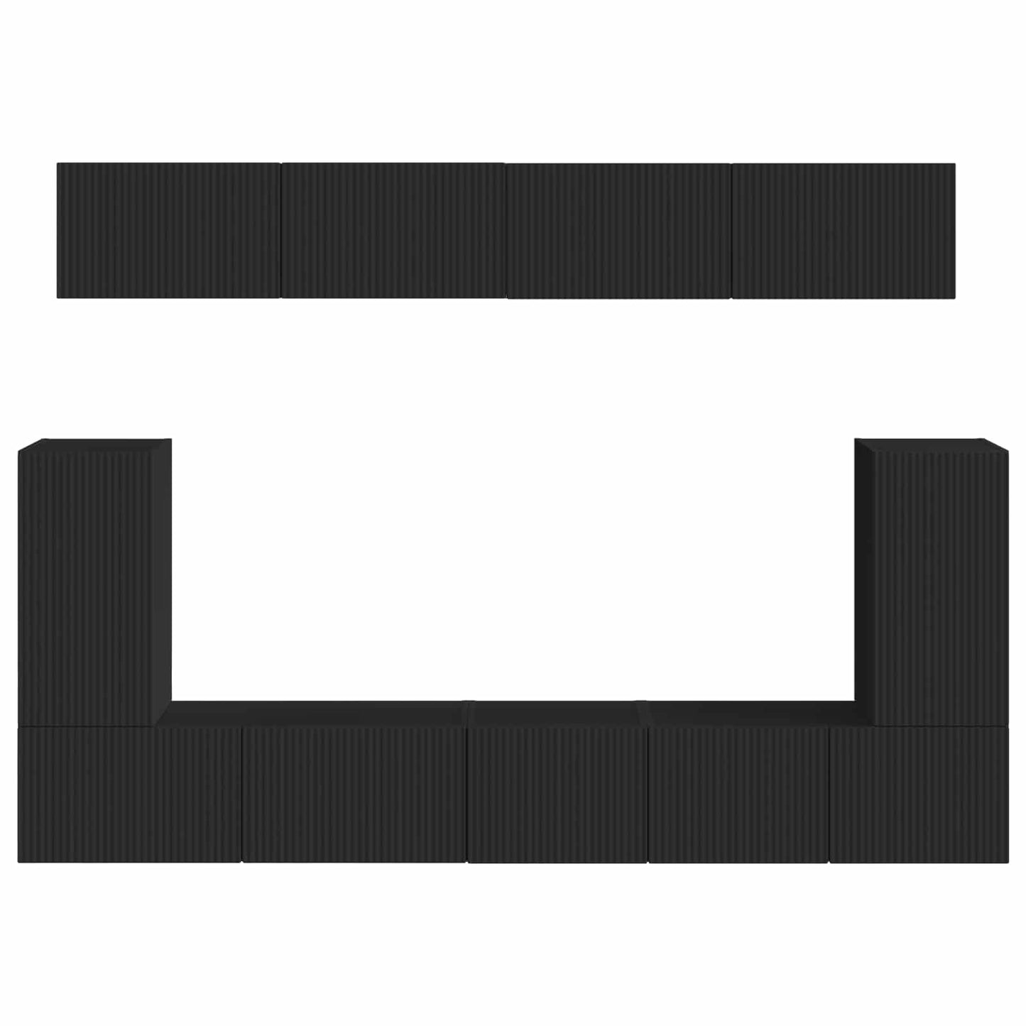 vidaXL Σετ επίπλου τηλεόρασης Επιτοίχιο 5 pcs Μαύρο Επεξεργασμένο ξύλο