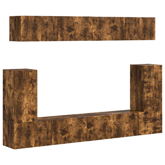 vidaXL Σετ επίπλου τηλεόρασης 5 pcs Καπνιστό Δρύς Επεξεργασμένο ξύλο