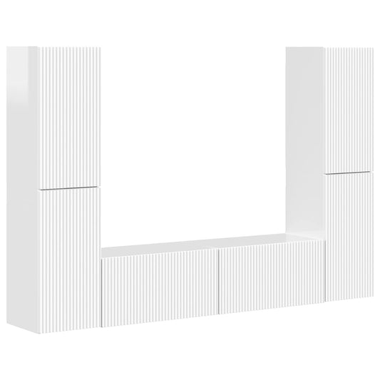 vidaXL Σετ επίπλου τηλεόρασης 6 pcs Υψηλής γυαλάδας λευκό