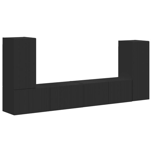 vidaXL Σετ επίπλου τηλεόρασης 4 pcs Μαύρο Επεξεργασμένο ξύλο