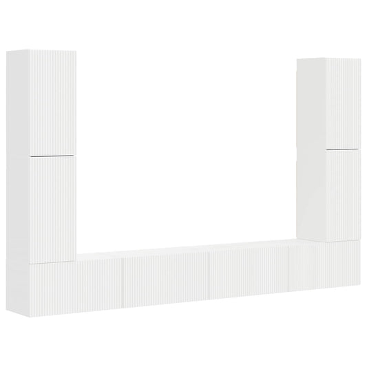 vidaXL Σετ επίπλου τηλεόρασης 8 pcs Λευκό Επεξεργασμένο ξύλο