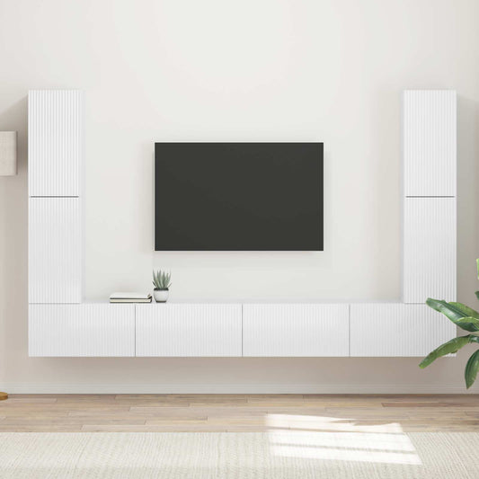 vidaXL Σετ επίπλου τηλεόρασης 8 pcs Υψηλής γυαλάδας λευκό