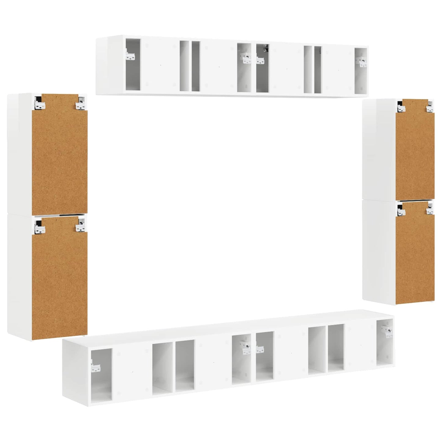 vidaXL Ντουλάπι TV 4 pcs Υψηλής γυαλάδας λευκό