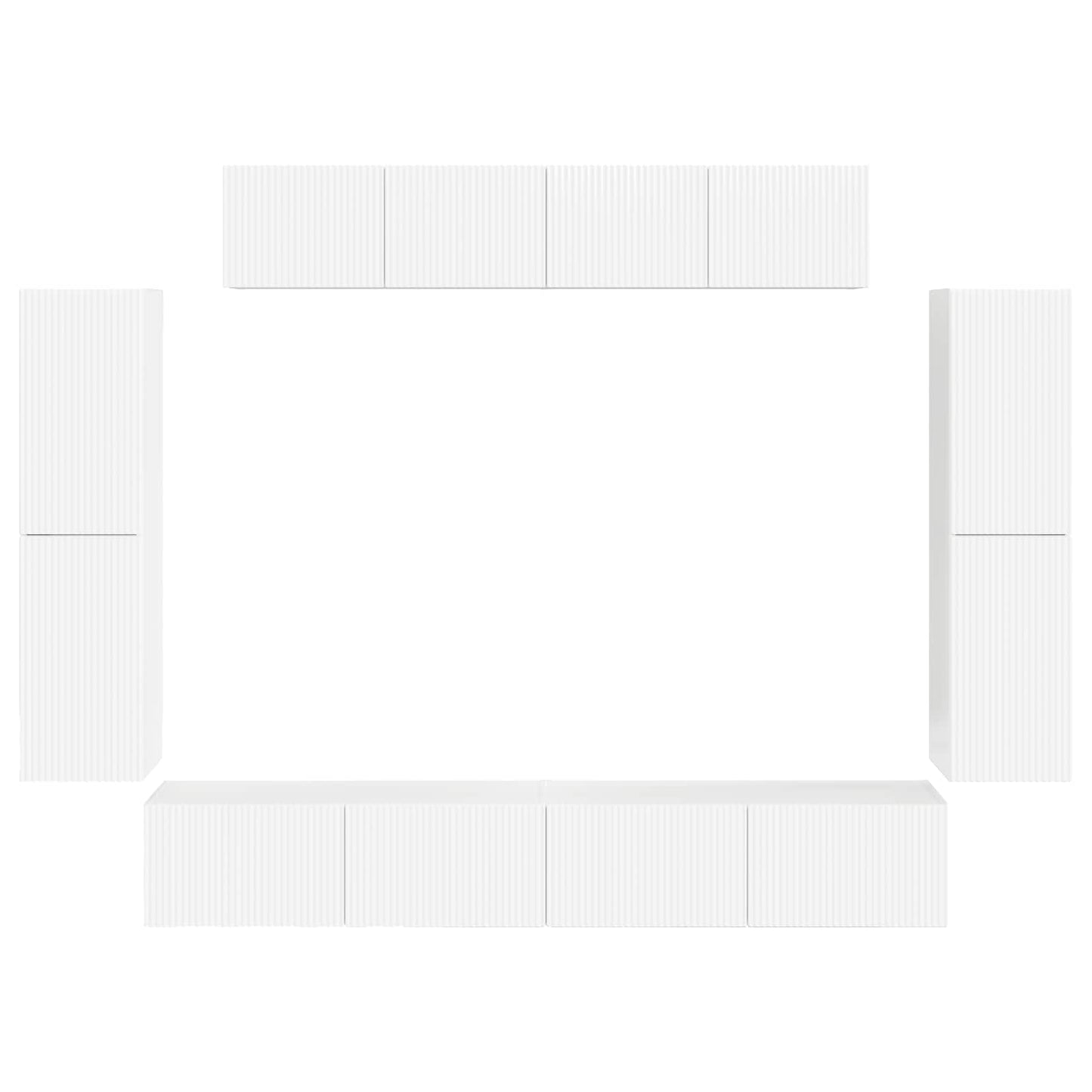 vidaXL Ντουλάπι TV 4 pcs Υψηλής γυαλάδας λευκό