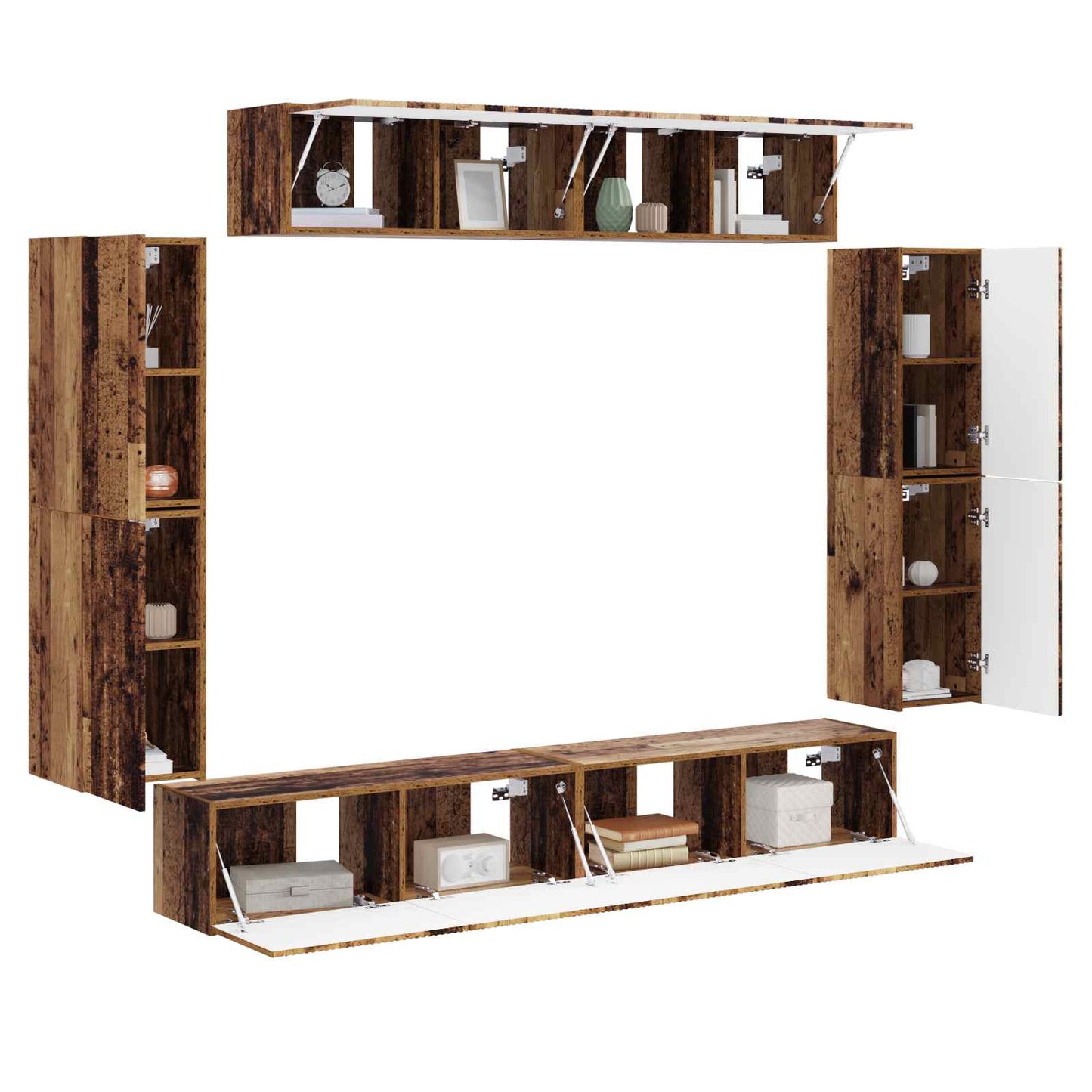 vidaXL Ντουλάπι TV 4 pcs Παλιό ξύλο