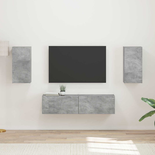 vidaXL Σετ επίπλου τηλεόρασης 4 pcs Σκυρόδεμα Γκρι Επεξεργασμένο ξύλο