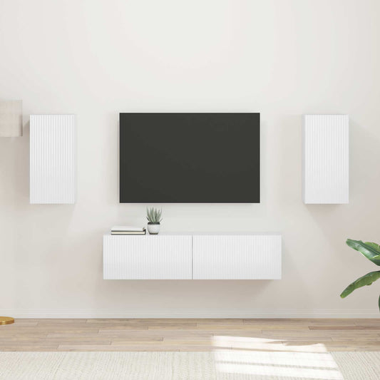 vidaXL Σετ επίπλου τηλεόρασης 4 pcs Υψηλής γυαλάδας λευκό